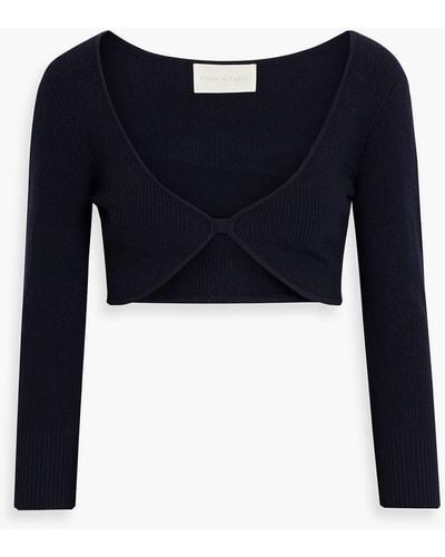 Michelle Mason Cropped Ribbed-knit Top - Blue