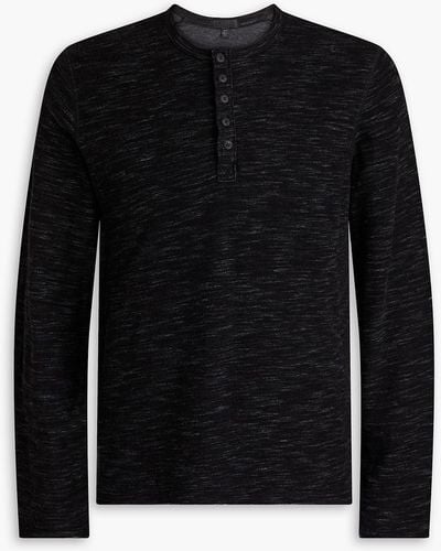 ATM Mélange Ribbed Cotton-blend Jersey T-shirt - Black