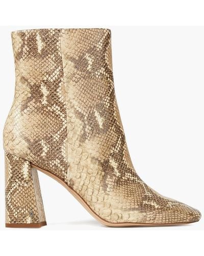Sam Edelman Codie Faux Snake-effect Leather Ankle Boots - Natural