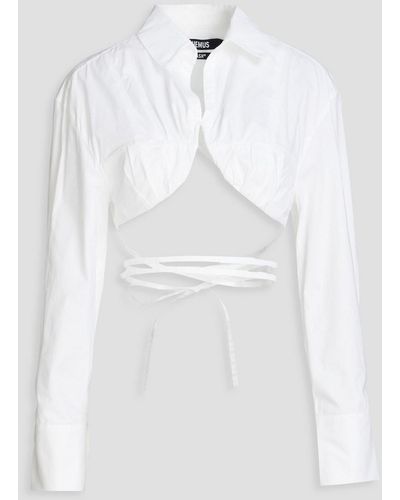 Jacquemus Baci Cropped Underwired Cotton-poplin Shirt - White