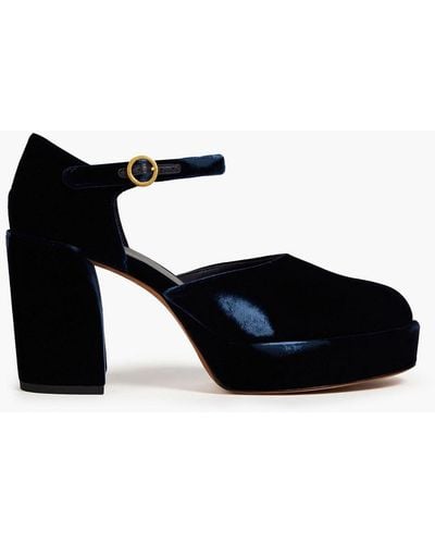 3.1 Phillip Lim Velvet Platform Mary Jane Court Shoes - Black