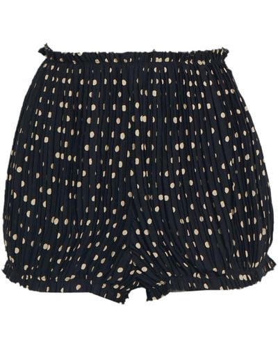 Khaite Hilary shorts aus seiden-crêpe mit polka-dots, fransen und falten - Schwarz