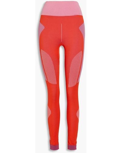 adidas By Stella McCartney Cropped Stretch-jacquard leggings - Orange