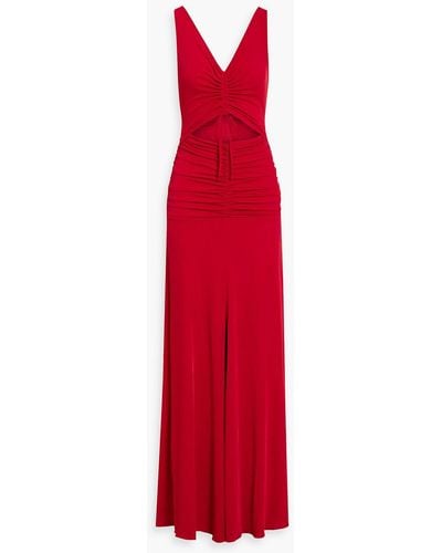 Zac Posen Cutout Ruched Stretch-jersey Gown - Red