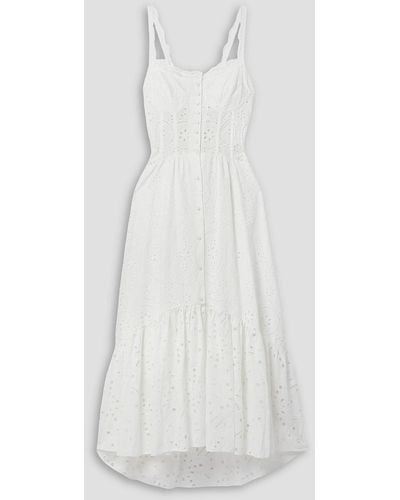 Charo Ruiz Irene Tiered Broderie Anglaise Cotton-blend Maxi Dress - White