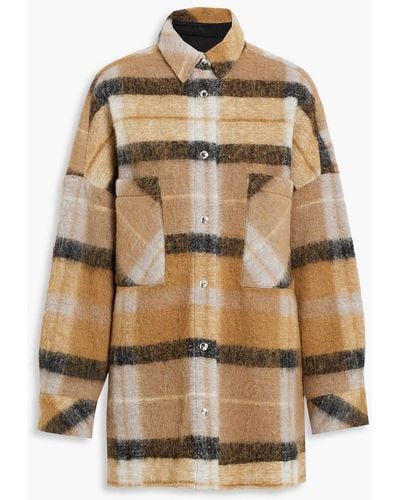 IRO Aponi Oversized Checked Wool-blend Felt Shirt Jacket - Natural