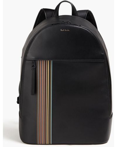 Paul Smith Striped Leather Backpack - Black