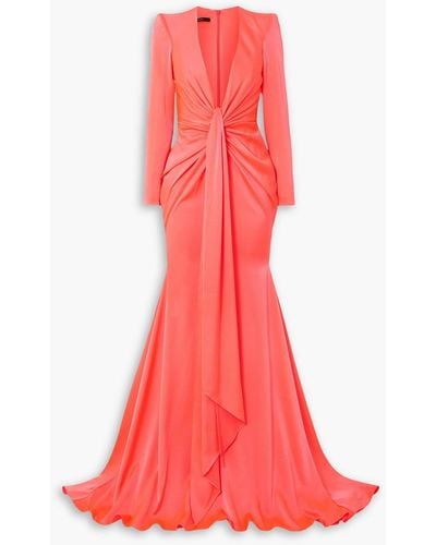 Alex Perry Quinn Tie-front Satin-crepe Gown - Red
