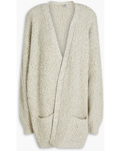 Totême Mélange Ribbed Wool And Organic Cotton-blend Cardigan - White