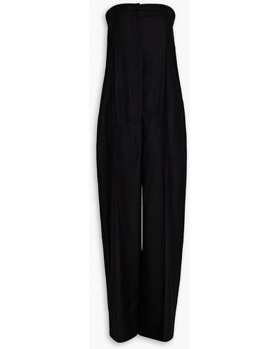 Loulou Studio Cropped Stretch Wool-twill Wide-leg Jumpsuit - Black