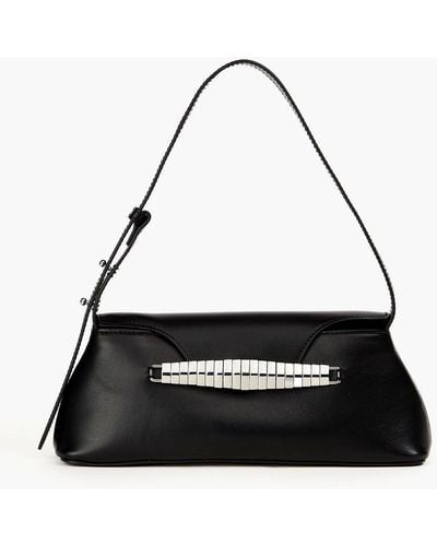 Elleme Eva Baguette Embellished Leather Shoulder Bag - Black