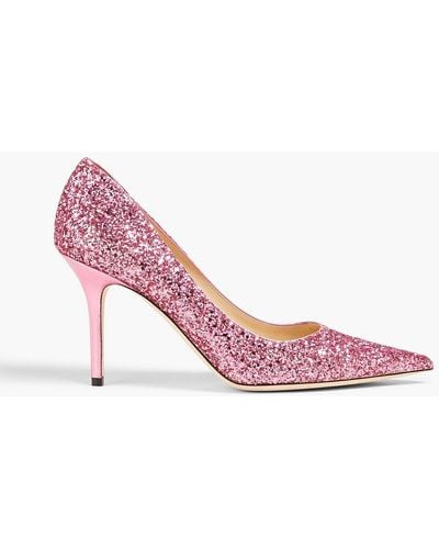Jimmy Choo Agnes Embellished Leather Court Shoes - Pink