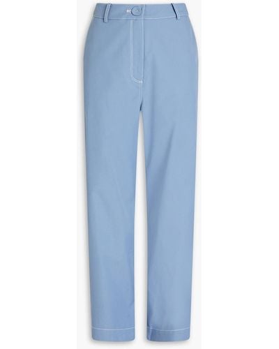 Anna Quan Stretch-cotton Twill Tapered Trousers - Blue