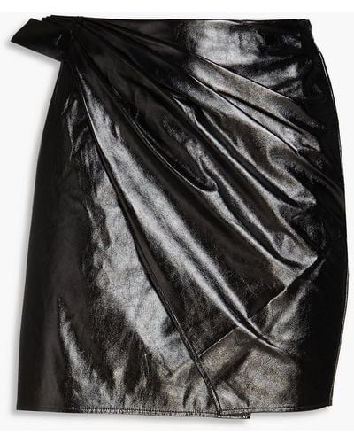Stella Nova Margritt minirock aus kunstleder mit falten - Schwarz