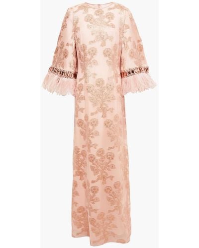 Andrew Gn Embellished Metallic Fil Coupé Silk-blend Gown - Pink