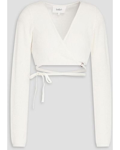 Ba&sh Lowe Cropped Linen And Cotton-blend Wrap Cardigan - White