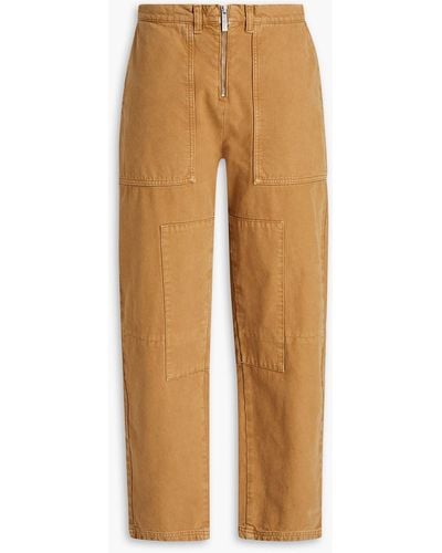 McQ Distressed Cotton-canvas Tapered Trousers - Natural
