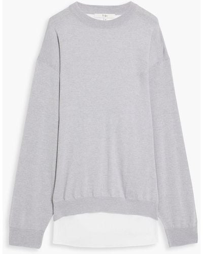 Tibi Cotton-poplin And Wool Sweater - White