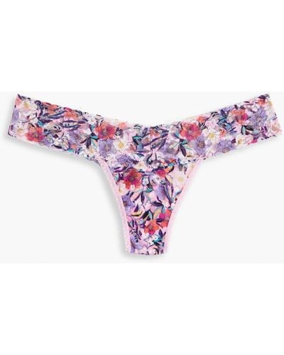 Hanky Panky Floral-print Stretch-lace Low-rise Thong - Pink