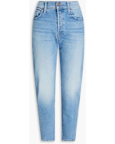Mother Cropped Mid-rise Tapered Jeans - Blue