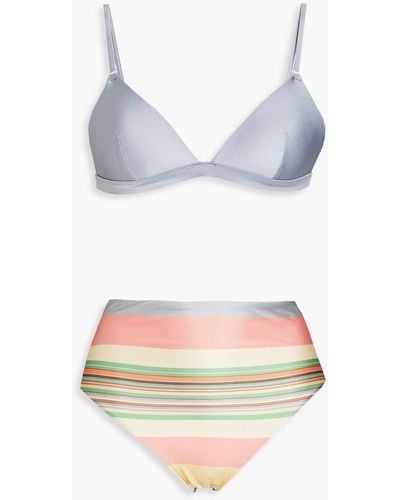 Zimmermann Striped Triangle Bikini - Grey