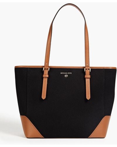MICHAEL Michael Kors Aria Leather-trimmed Canvas Tote - Black