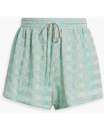 Missoni Metallic Crochet-knit Shorts - Green