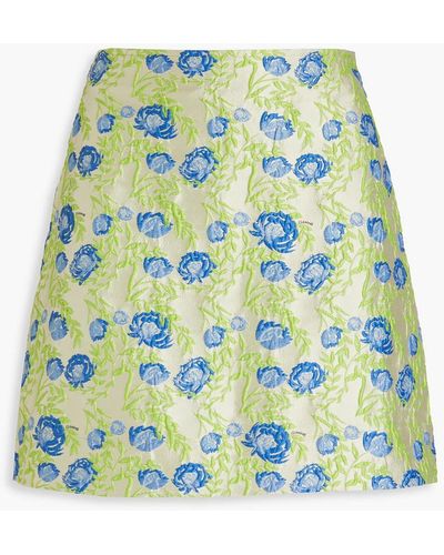 Ganni Floral-jacquard Mini Skirt - Green