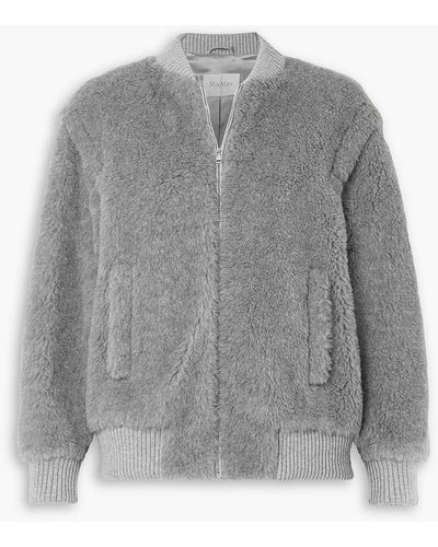 Max Mara Brushed Wool-blend Bomber Jacket - Grey