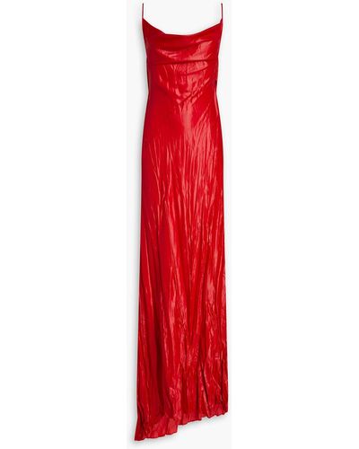 Philosophy Di Lorenzo Serafini Crinkled Draped Satin Maxi Slip Dress - Red