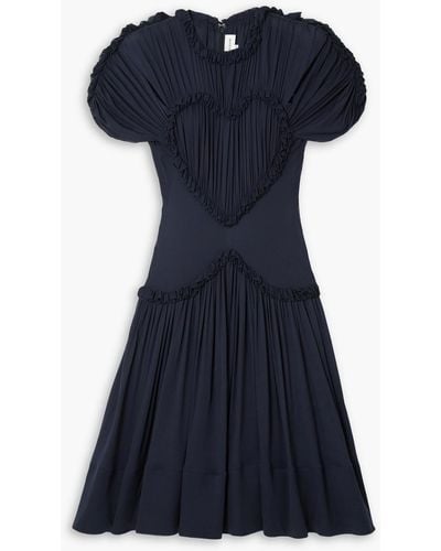 Victoria Beckham Cutout Ruffled Jersey Mini Dress - Blue