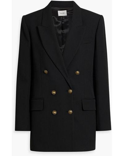 FRAME Double-breasted Twill Blazer - Black