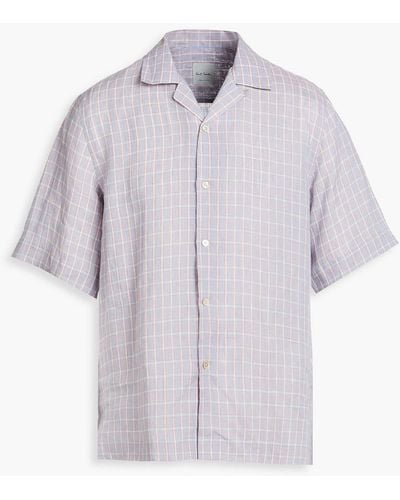 Paul Smith Checked Linen Shirt - Purple