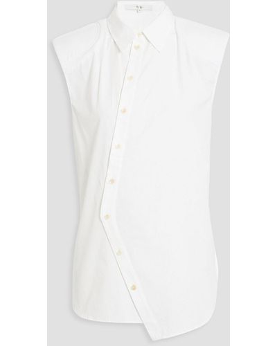 Tibi Asymmetric Cotton-poplin Top - White