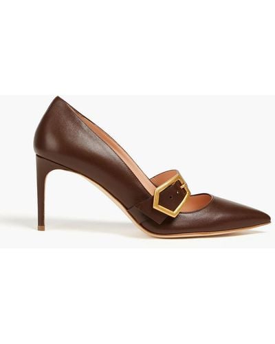 Rupert Sanderson Buckled Leather Court Shoes - Brown