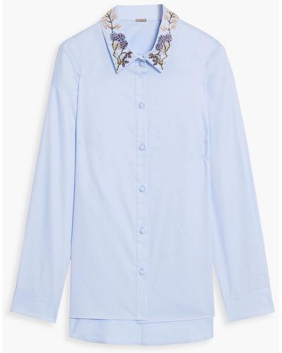 Adam Lippes Embellished Cotton-poplin Shirt - Blue