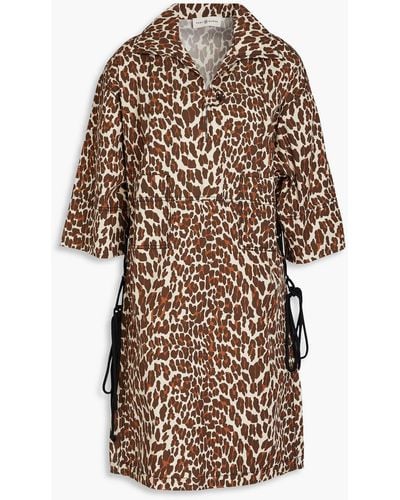 Tory Burch Leopard-print Cotton-poplin Mini Dress - Multicolour