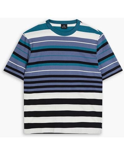 Paul Smith Striped Cotton-jersey T-shirt - Blue