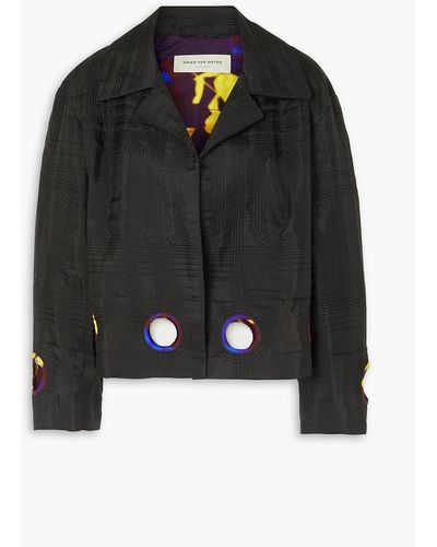 Dries Van Noten Quilted Cutout Silk And Cotton-blend Jacket - Black