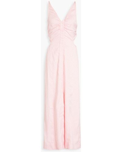 Ganni Gingham Cutout Satin-twill Maxi Dress - Pink