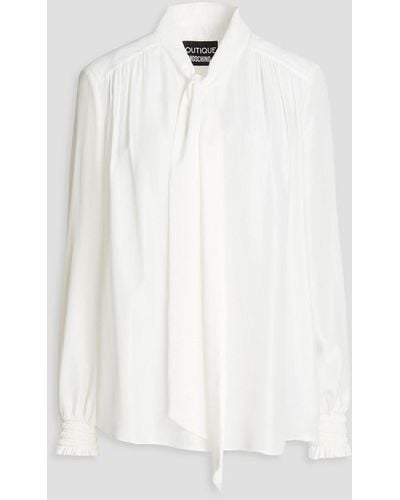Boutique Moschino Pussy-bow Satin Blouse - White