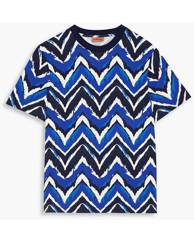 Missoni Printed Cotton-jersey T-shirt - Blue