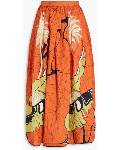 Gentry Portofino Printed Cotton Maxi Skirt - Orange