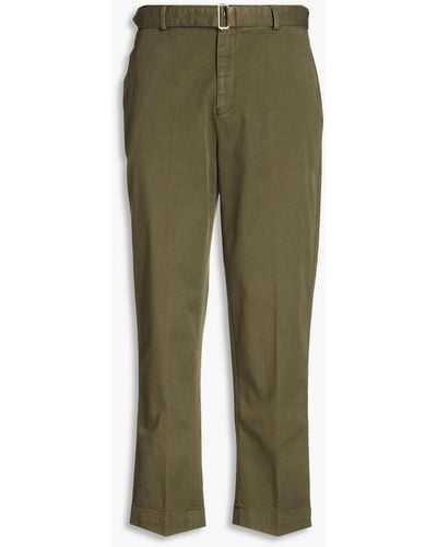 Officine Generale Oswald Belted Stretch-cotton Twill Chinos - Green
