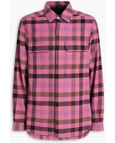 Rick Owens Checked Cotton-flannel Shirt - Pink