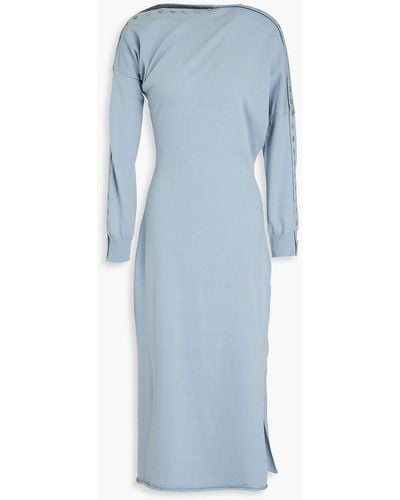 Altuzarra Button-detailed Wool-blend Midi Dress - Blue