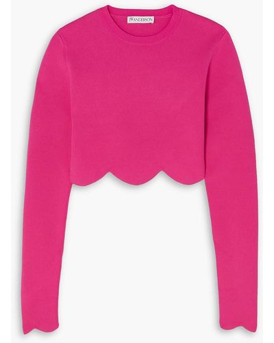 JW Anderson Scalloped Cropped Jersey Top - Pink