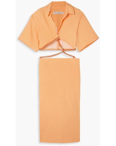 Christopher Esber Cutout Embellished Linen-blend Maxi Dress - Orange
