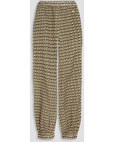 Tory Burch Printed Cotton-mousseline Tapered Trousers - White