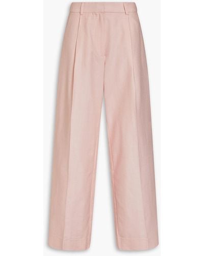 Stine Goya Pleated Cotton Wide-leg Trousers - Pink